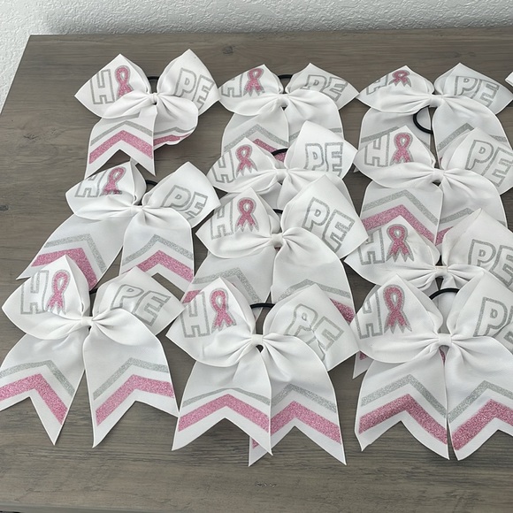 Breast Cancer Awareness Cheer Bows - Picture 3 of 3